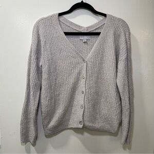 Barefoot Dreams CozyChic Lite V-Neck Gray Button-Front Cardigan Sweater